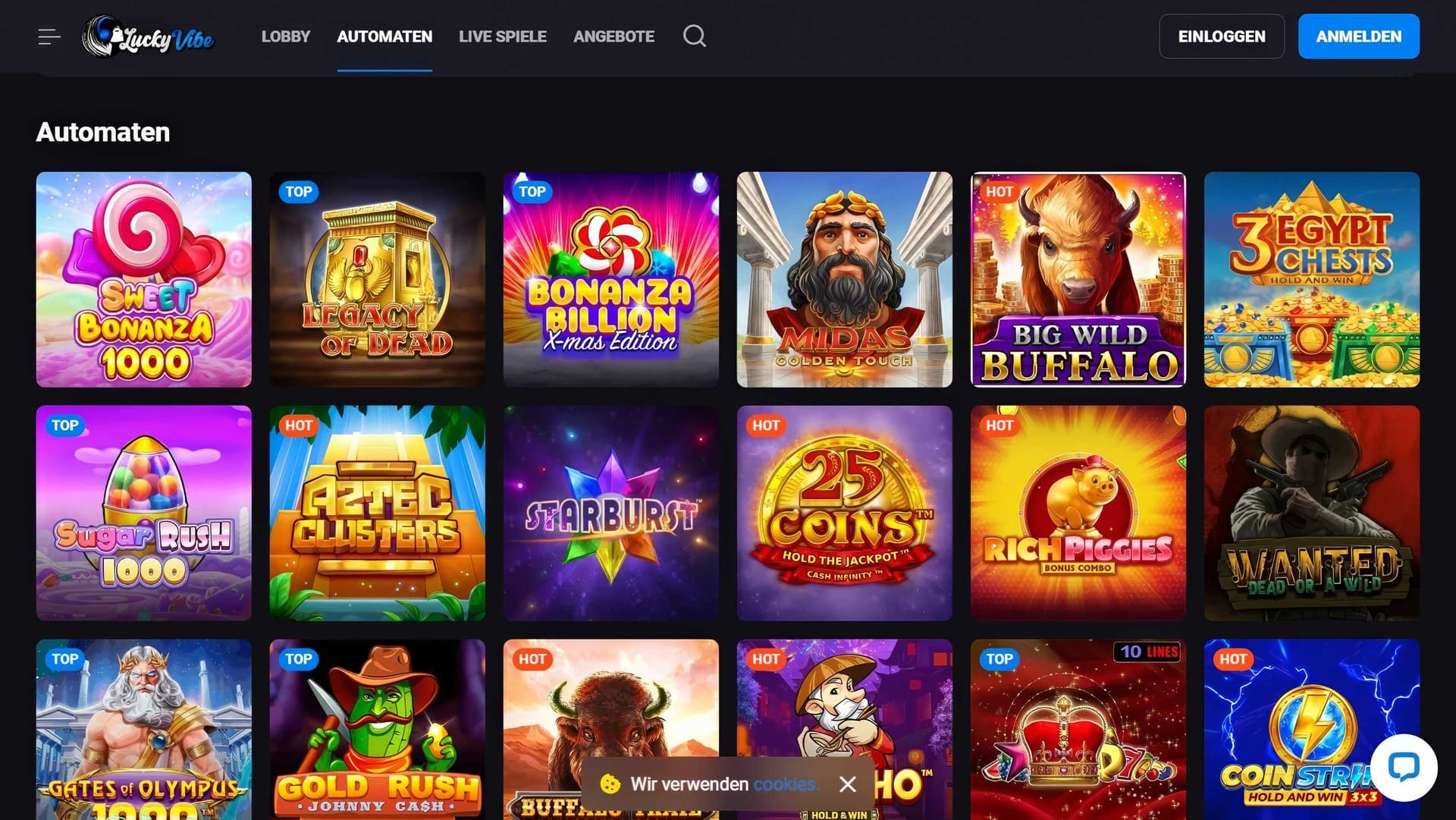 LuckyVibe Spielautomaten Desktop