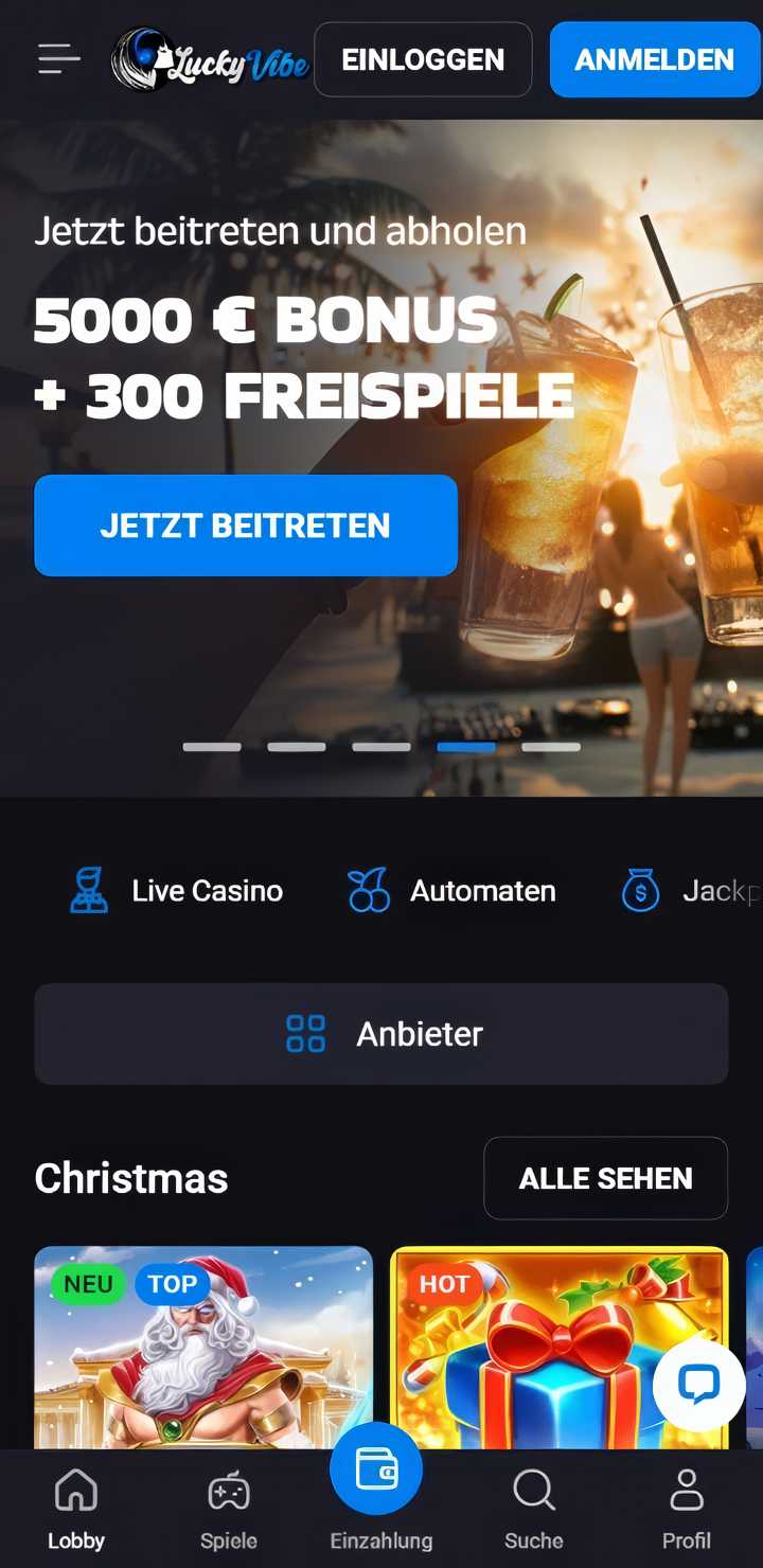 LuckyVibe Casino Homepage Mobile