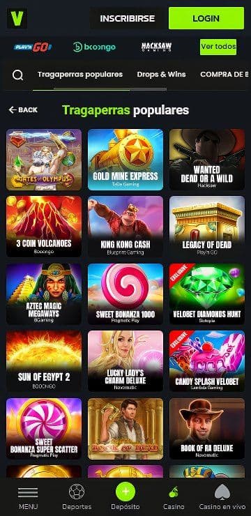 Slots en Velobet.