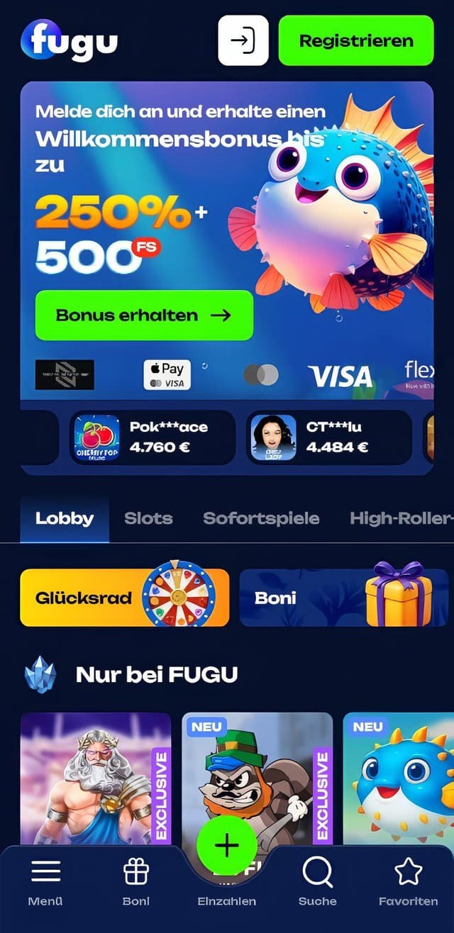 Fugu Casino Homepage Mobile