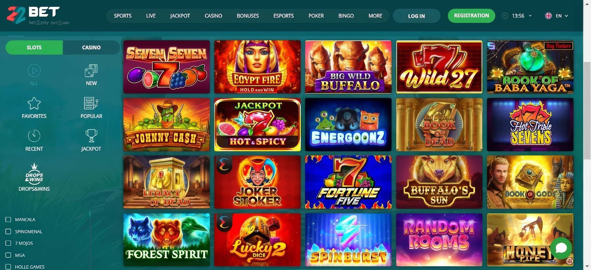 22bet slots desktop