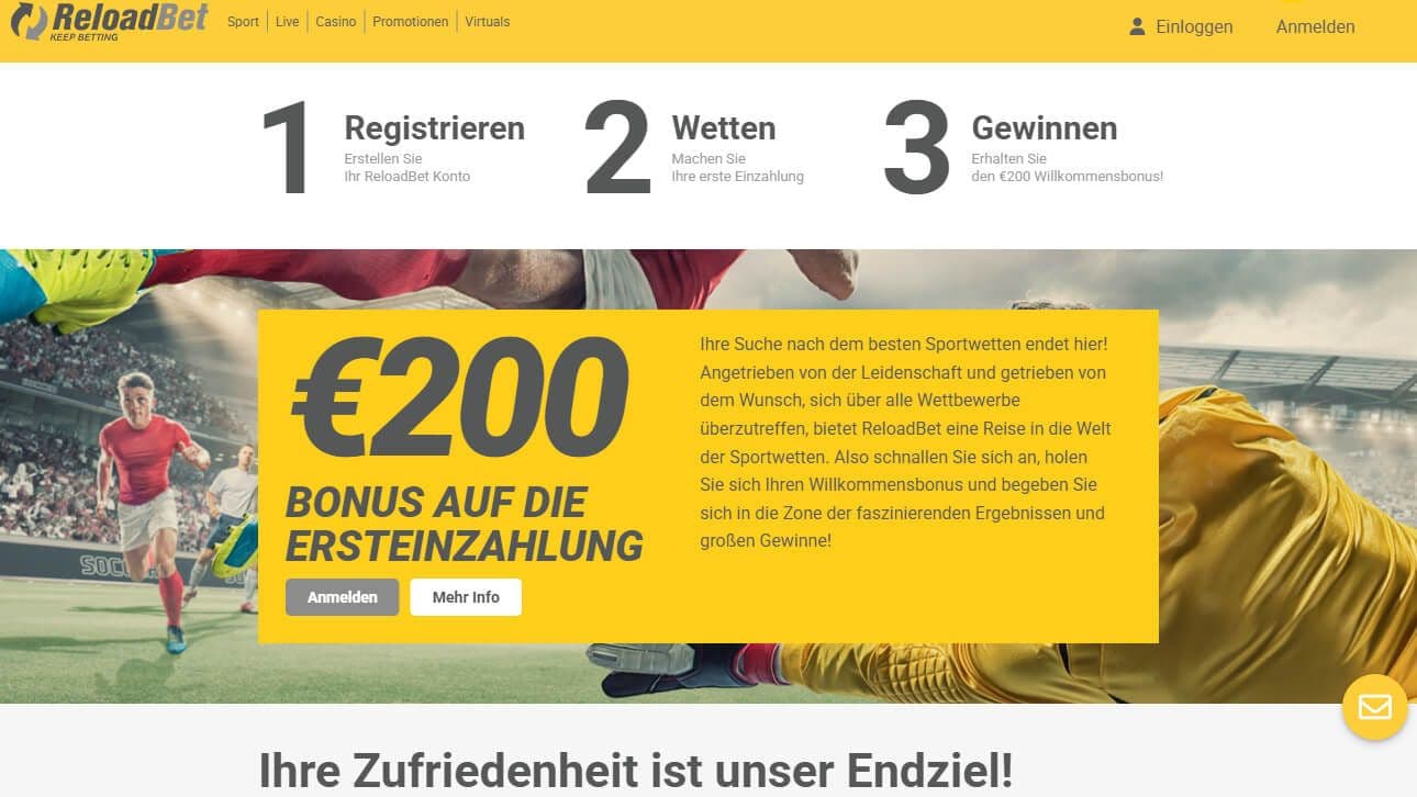 reloadbet homepage desktop