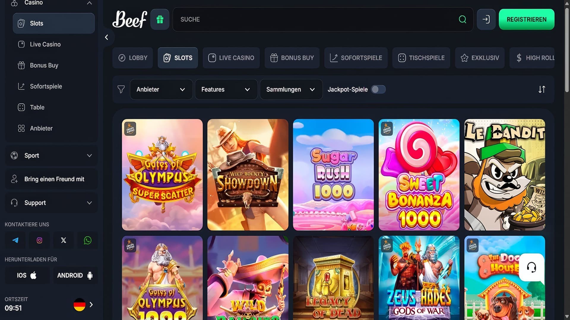 Beef Casino Slots Desktop