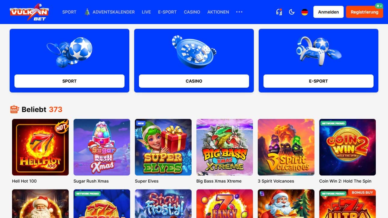 vulkanbet homepage desktop