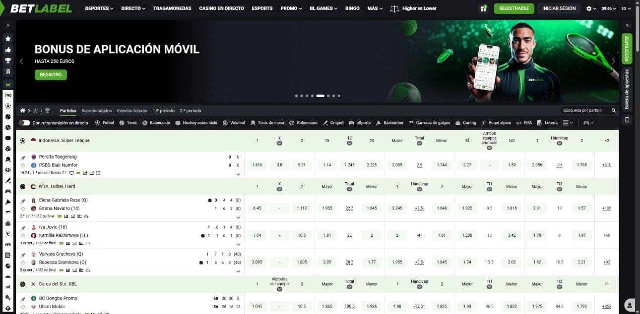 Lobby de inicio de betlabel