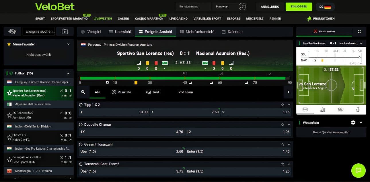 VeloBet Live Wetten