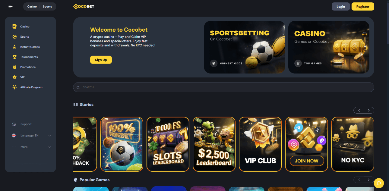 cocobet homepage desktop