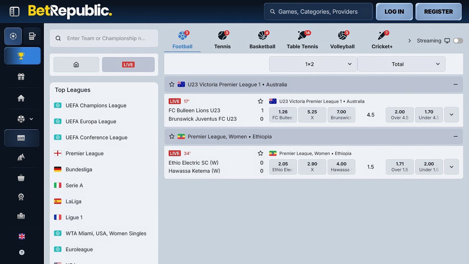 BetRepublic Live Betting