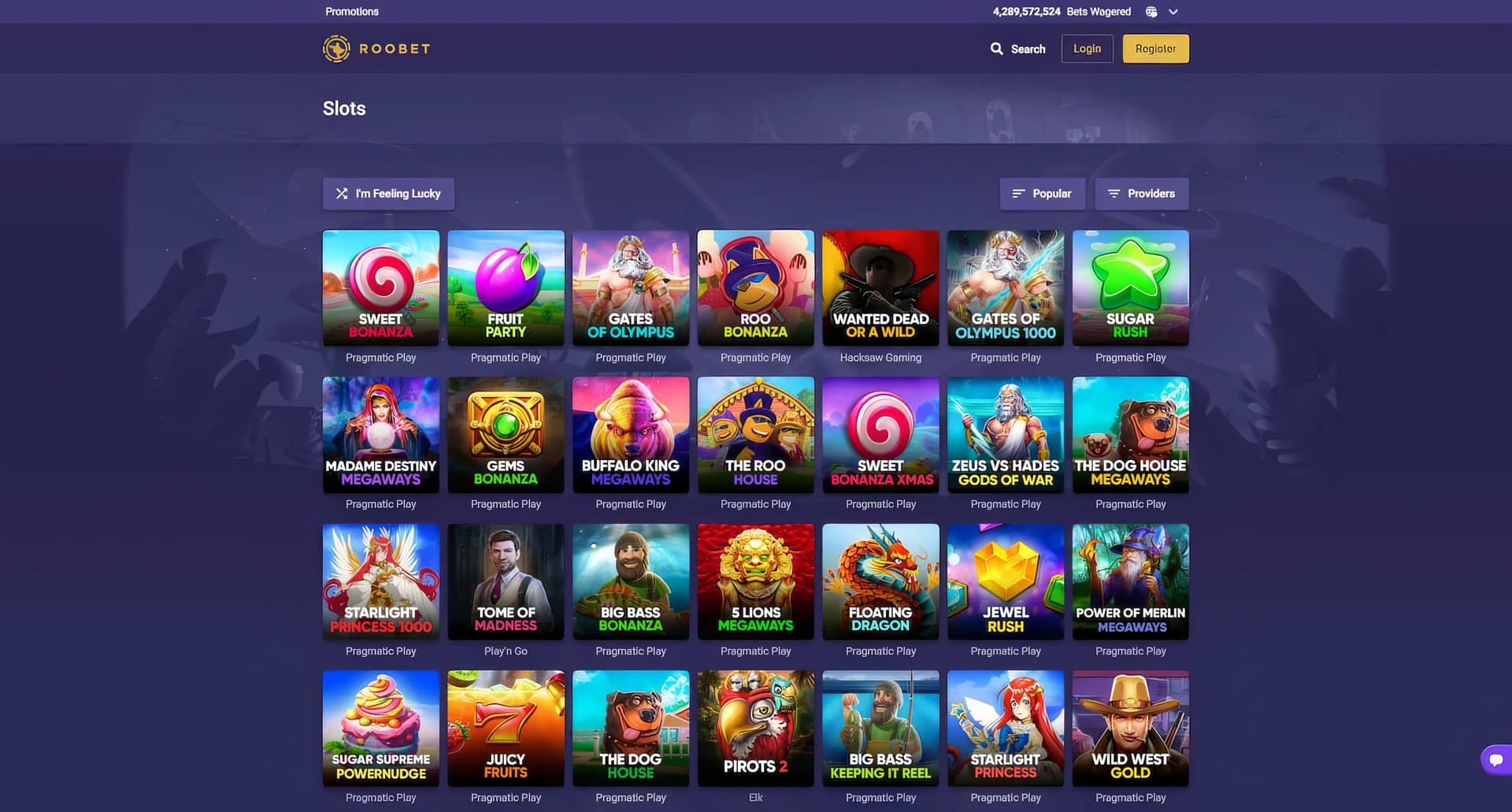 roobet slots desktop