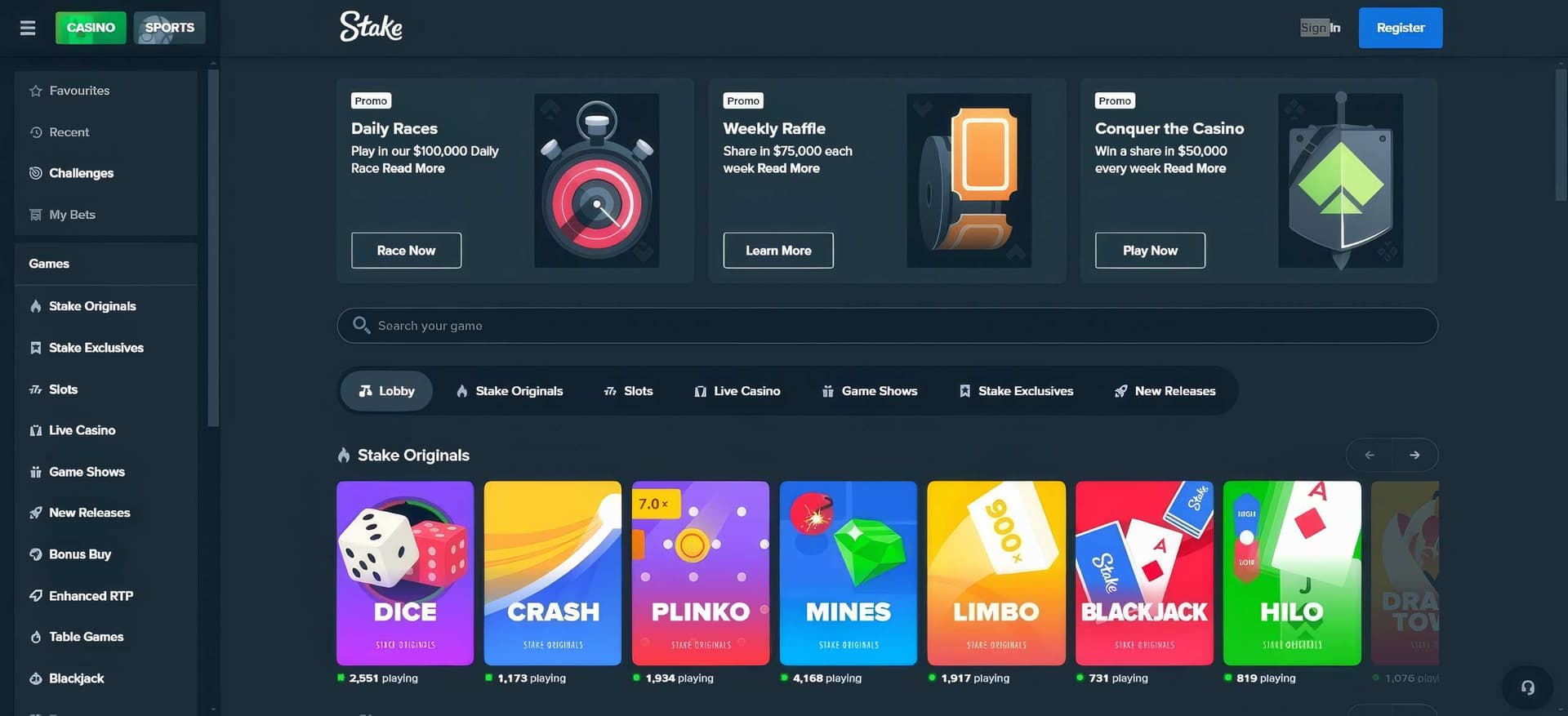 stake.com homepage desktop