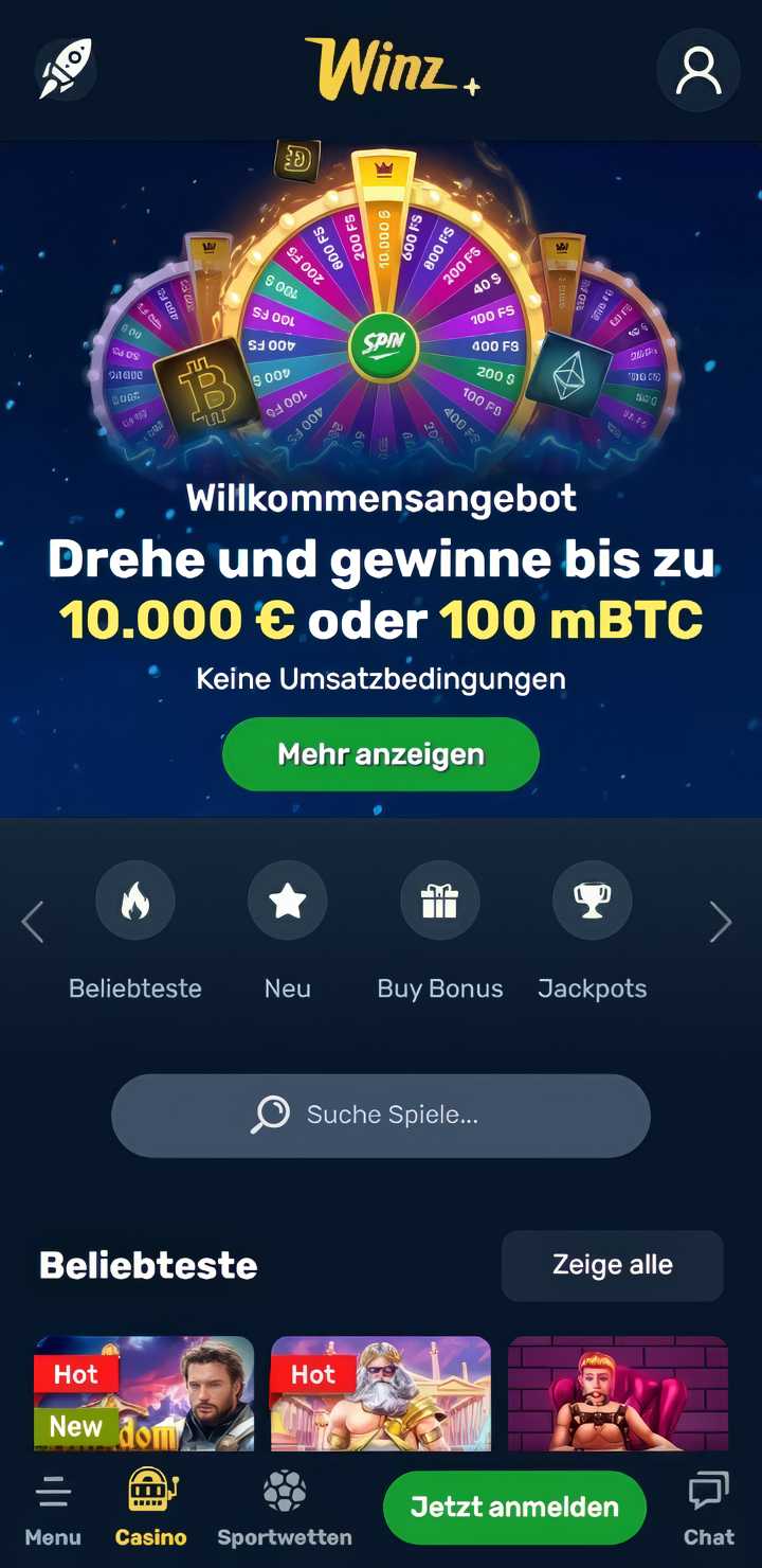 winz.io homepage mobile