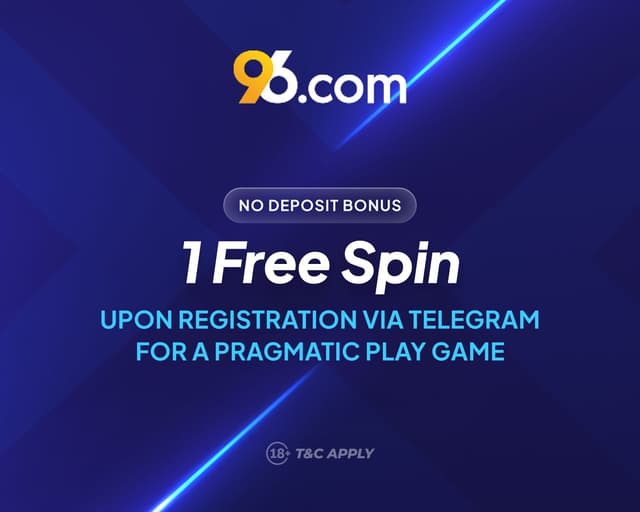 96.com no-deposit free spin when you link your telegram account.