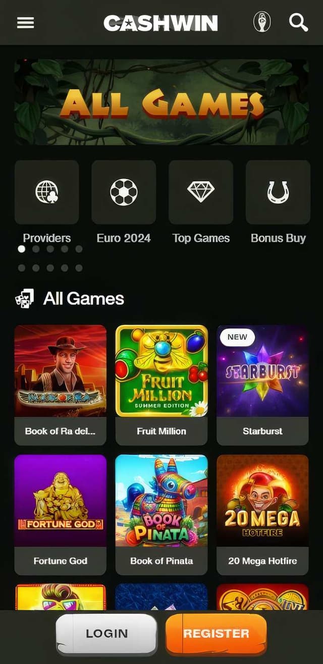 cashwin homepage mobile