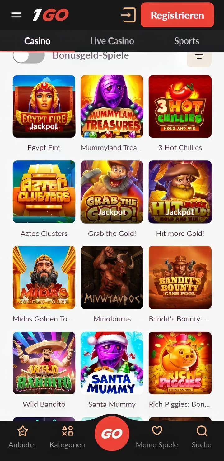 1GO Casino Spielautomaten Mobile