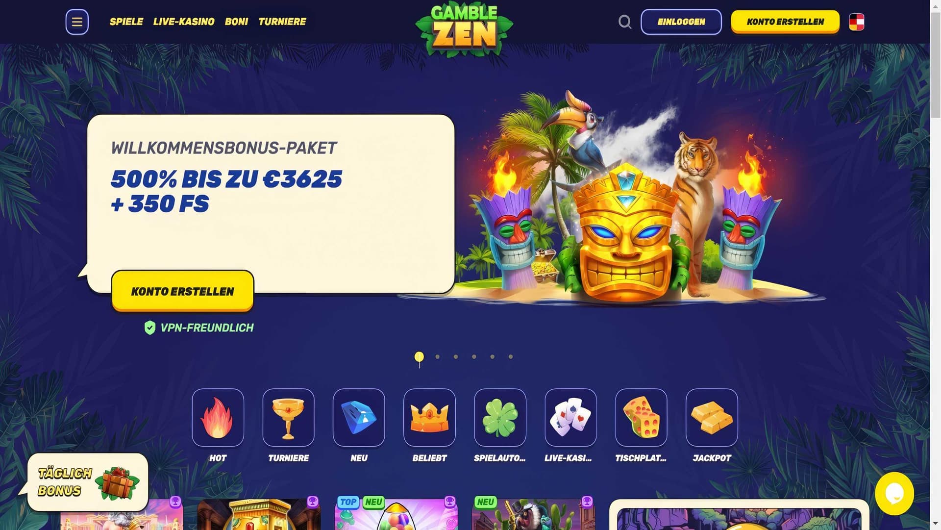 gamblezen homepage desktop