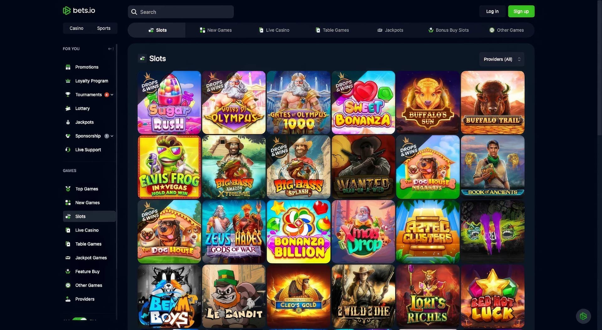 bets.io homepage desktop