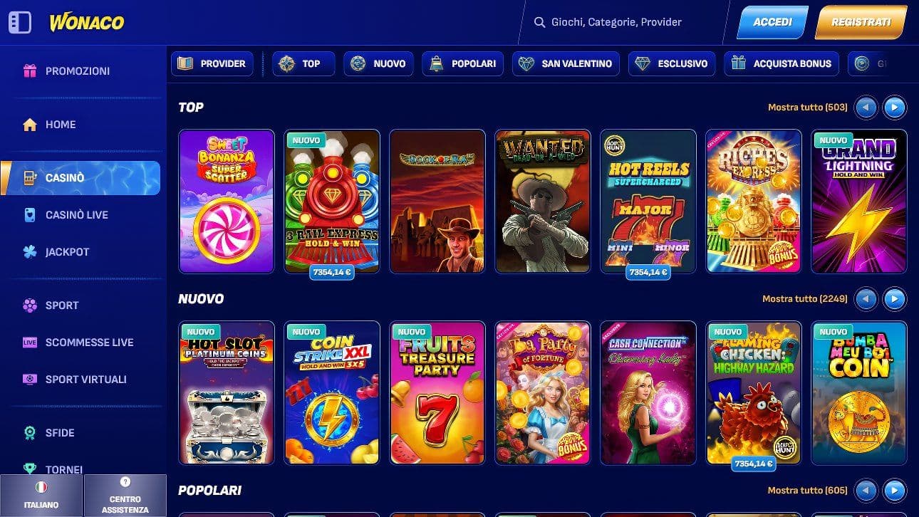 Wonaco Casino Slots Desktop