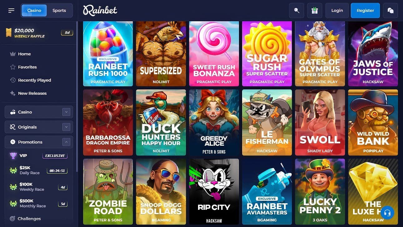 Rainbet Spielautomaten Desktop