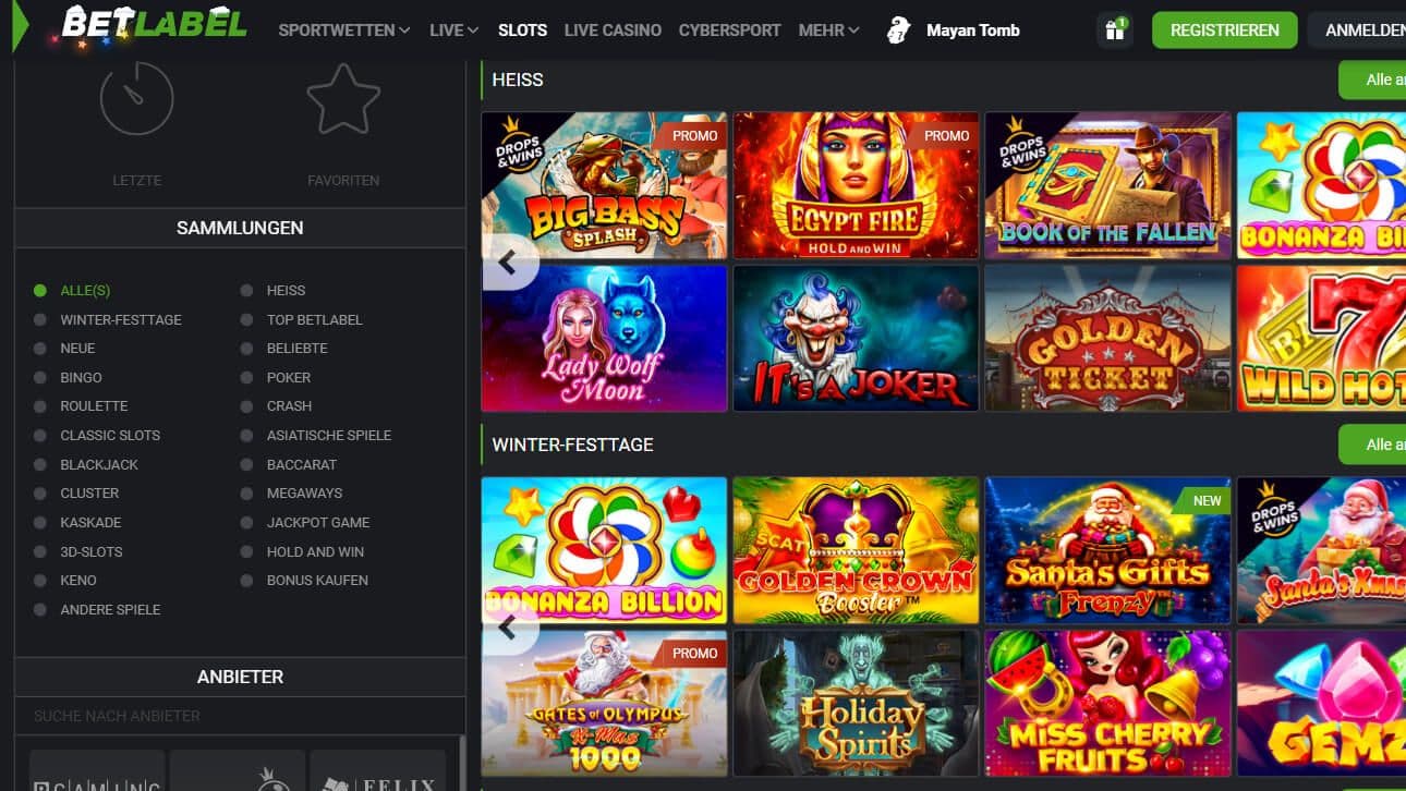 Betlabel Casino Slots Desktop