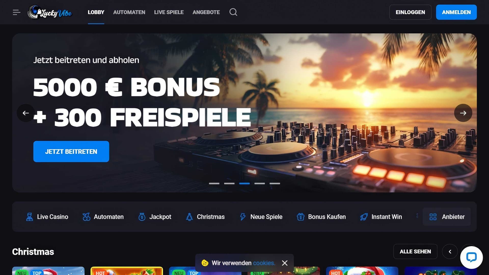 LuckyVibe Homepage Desktop