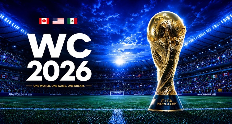 world cup trophy and football stadium