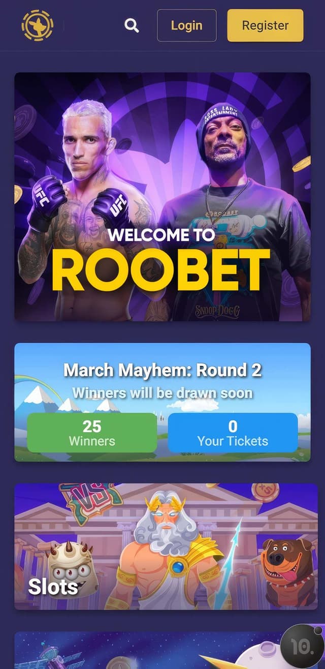 Interfaz del casino Roobet mostrando la RooWheel y bonos