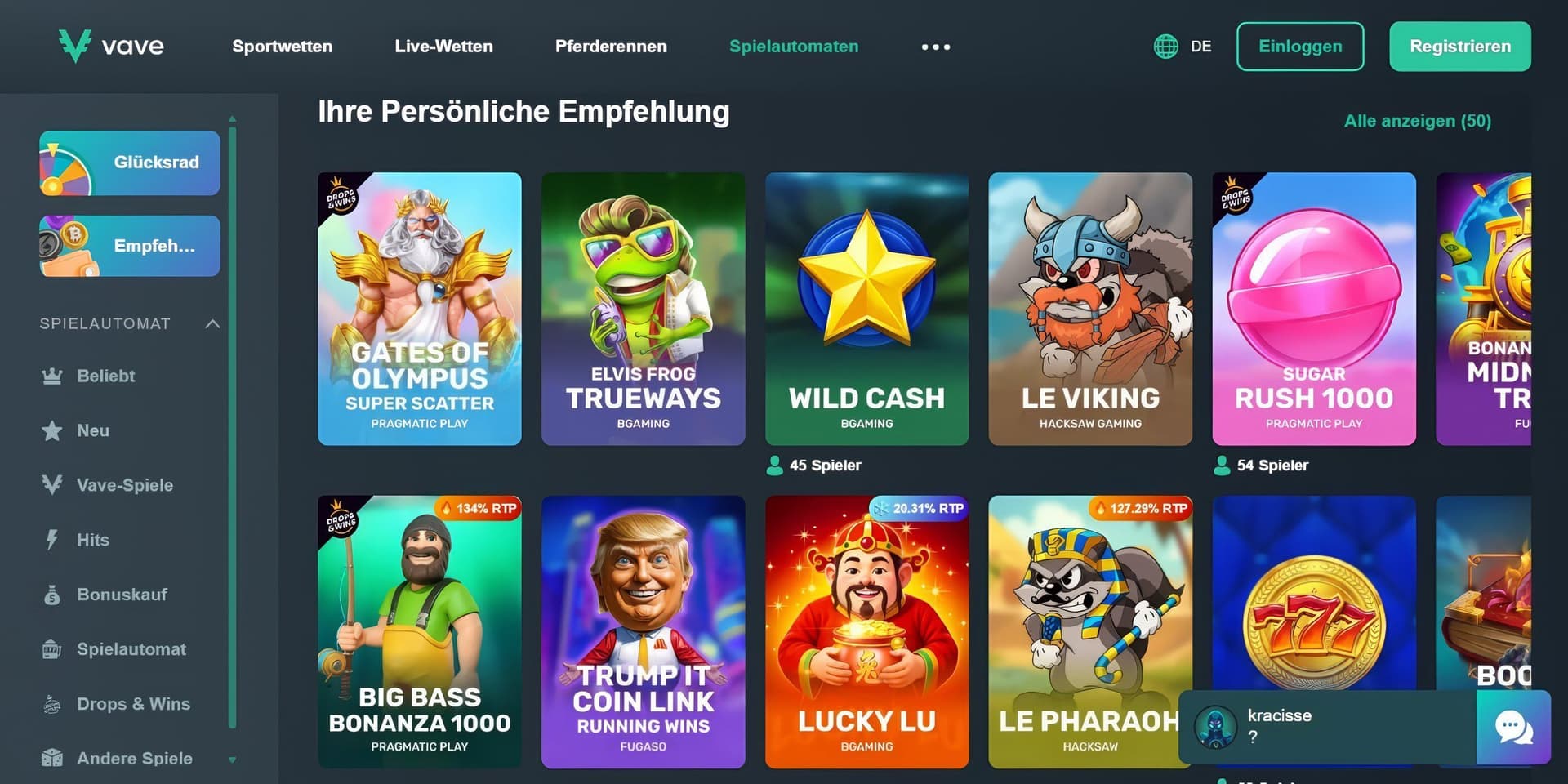 vave casino spielautomaten desktop