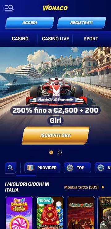 Wonaco Casino Home Mobile