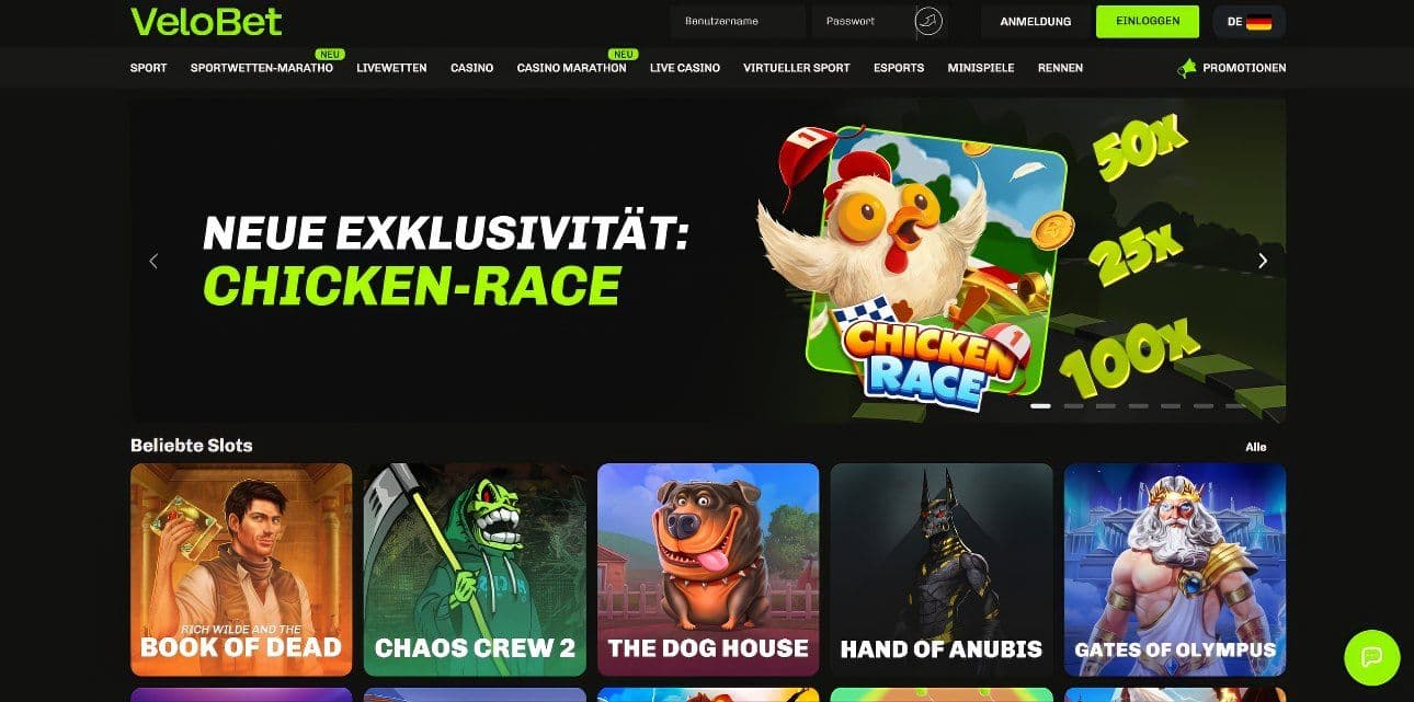 VeloBet homepage