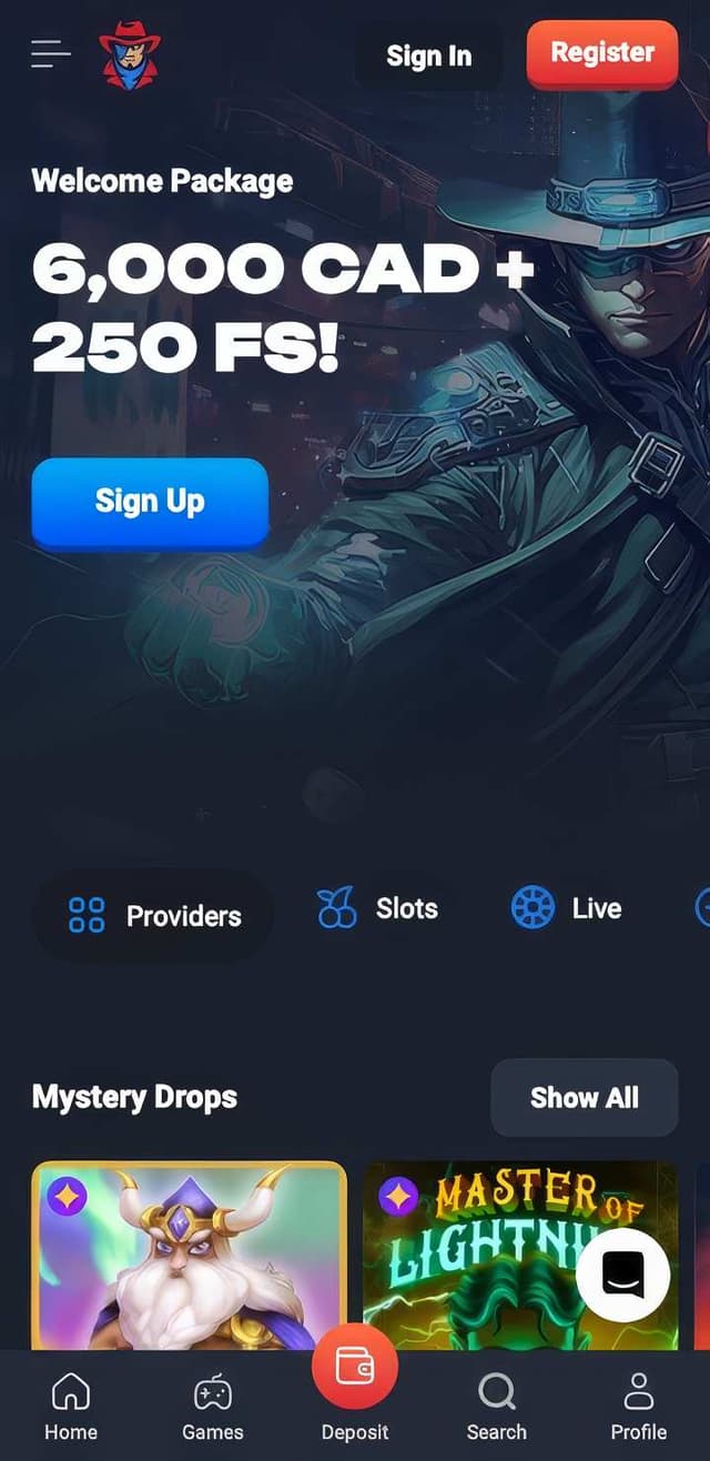 lucky hunter homepage mobile