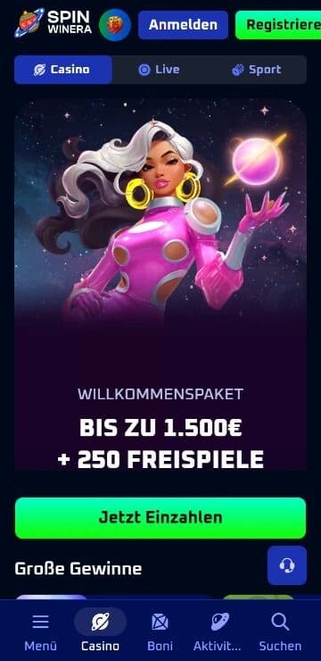 Spinwinera Startseite Mobile