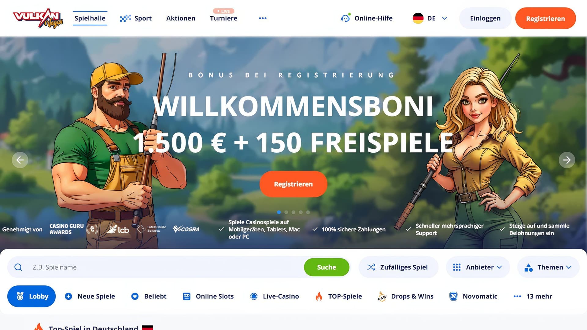 vulkanvegas homepage desktop