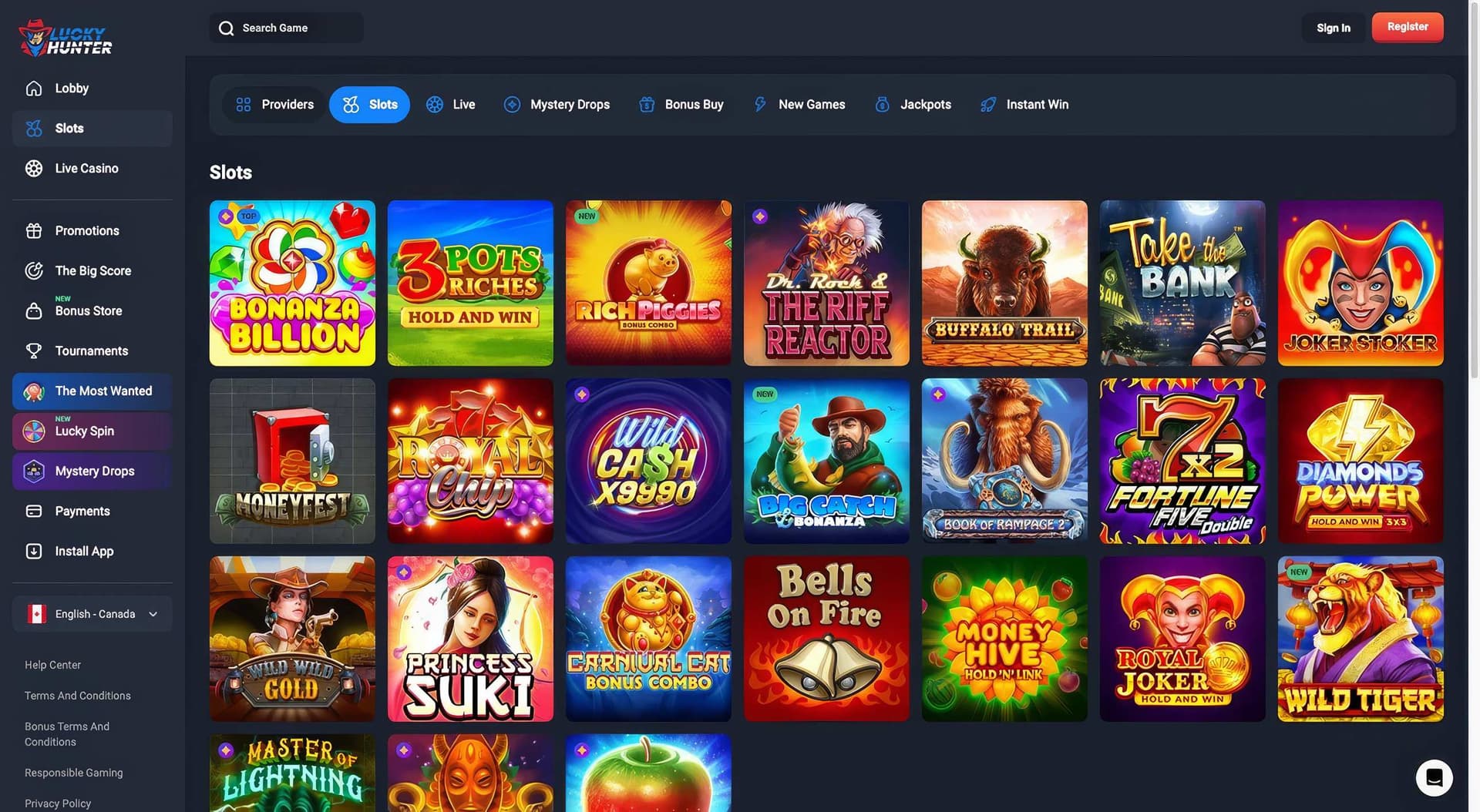 lucky hunter slots desktop