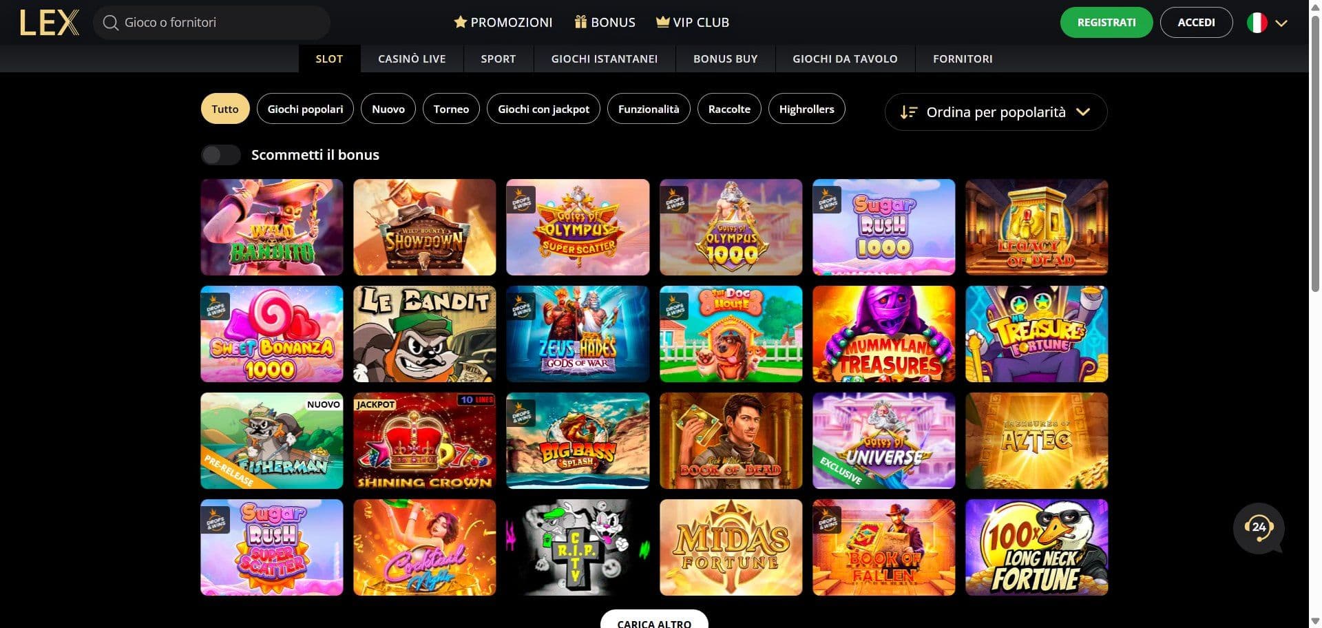 Lex Casino Slots Desktop