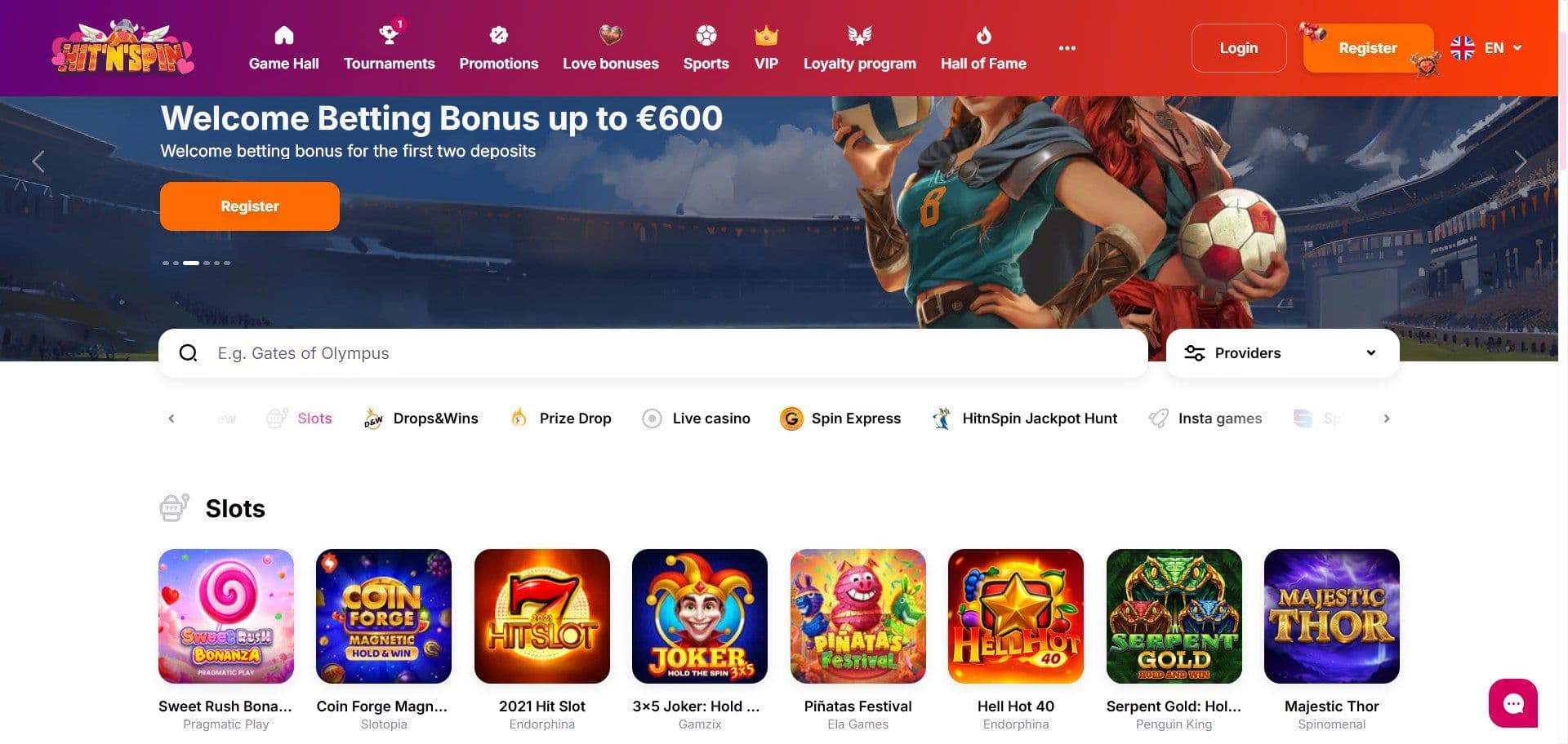 HitNSpin Slots Desktop