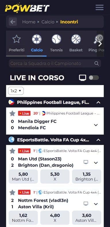 Powbet Scommesse Live Mobile