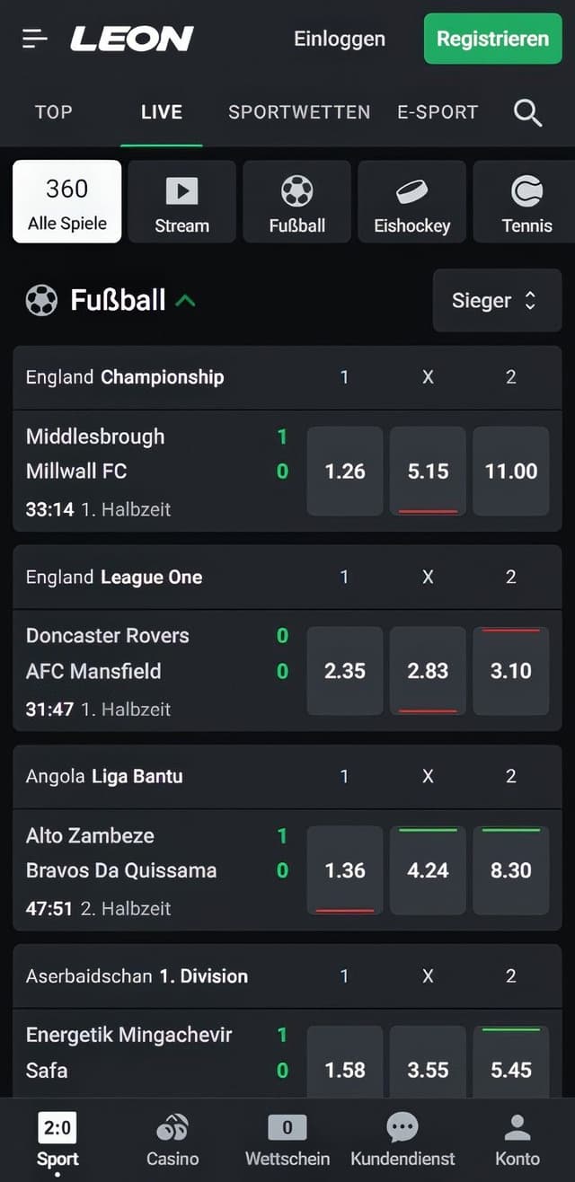 Leonbet livewetten mobile