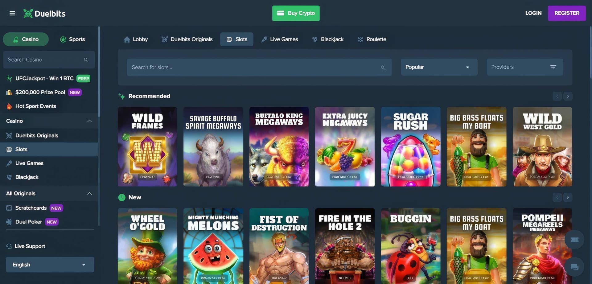 duelbits slots desktop