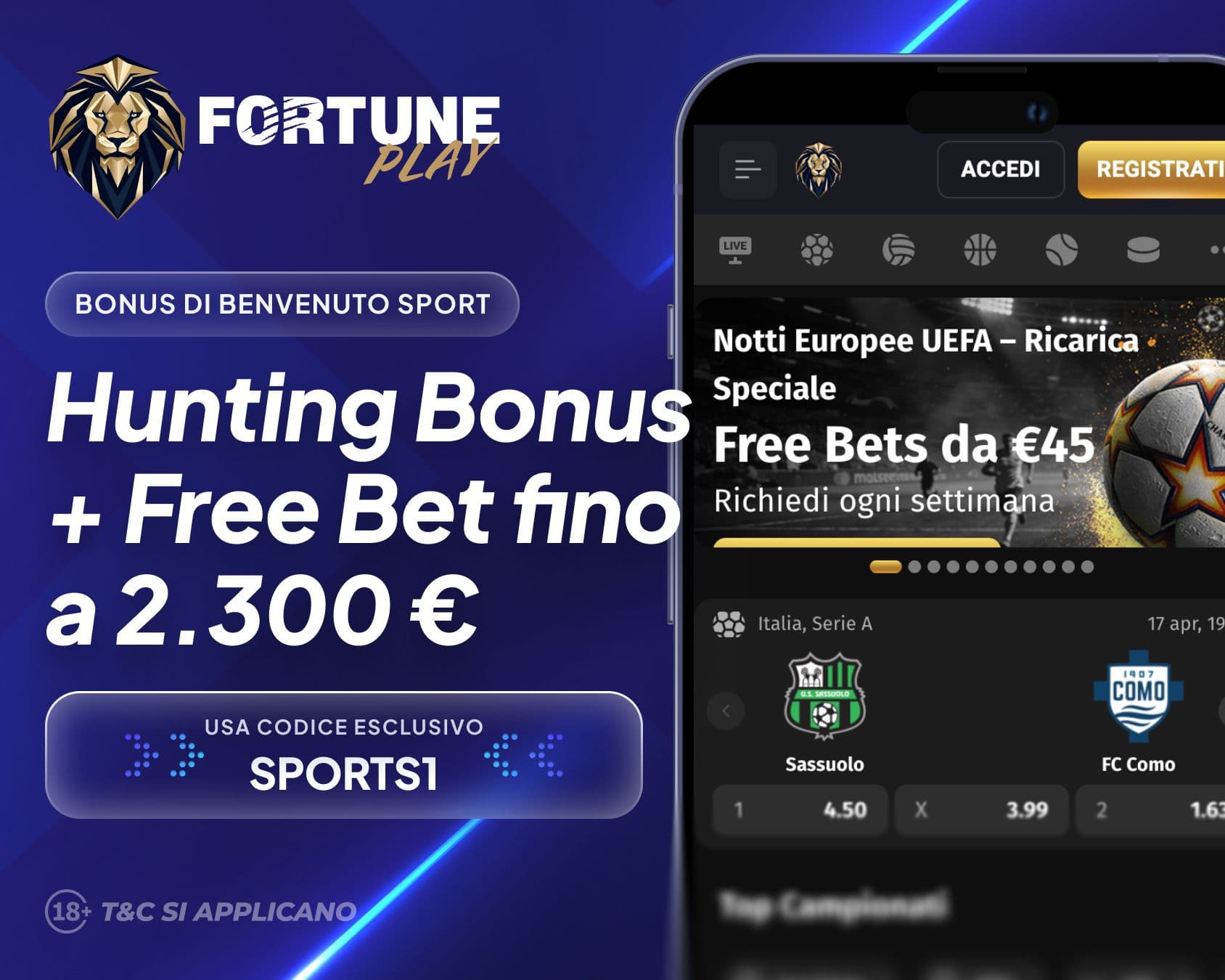 FortunePlay Bonus di Benvenuto Sport