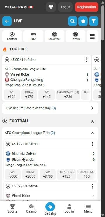 megapari live betting mobile