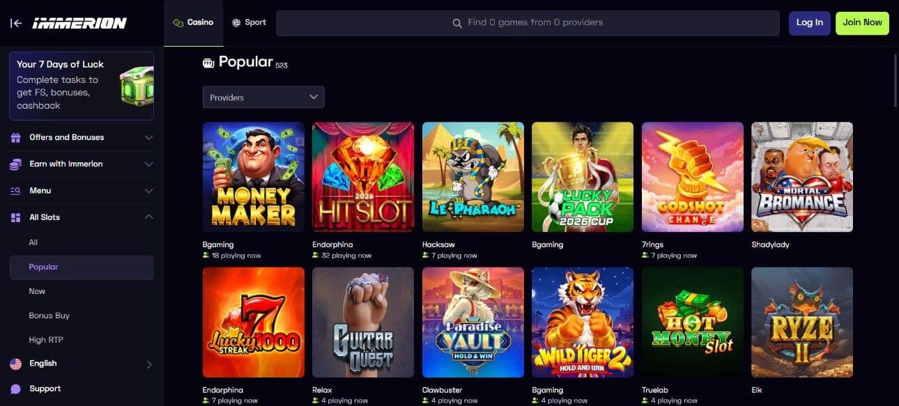 immerion casino slots desktop