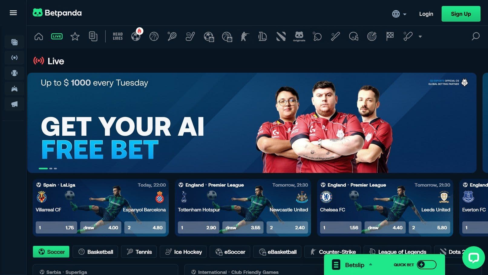 Betpanda Sportsbook Live