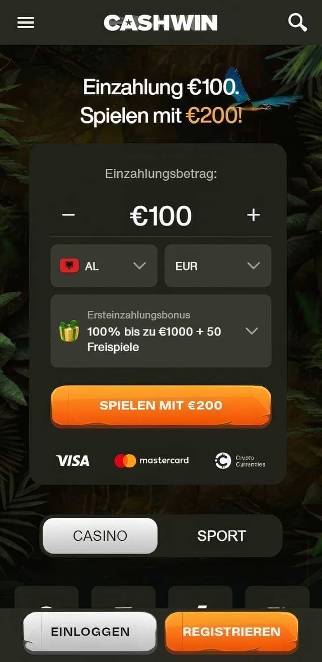 cashwin homepage mobile