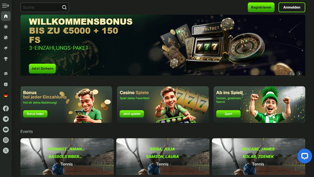 Weltbet Homepage Desktop