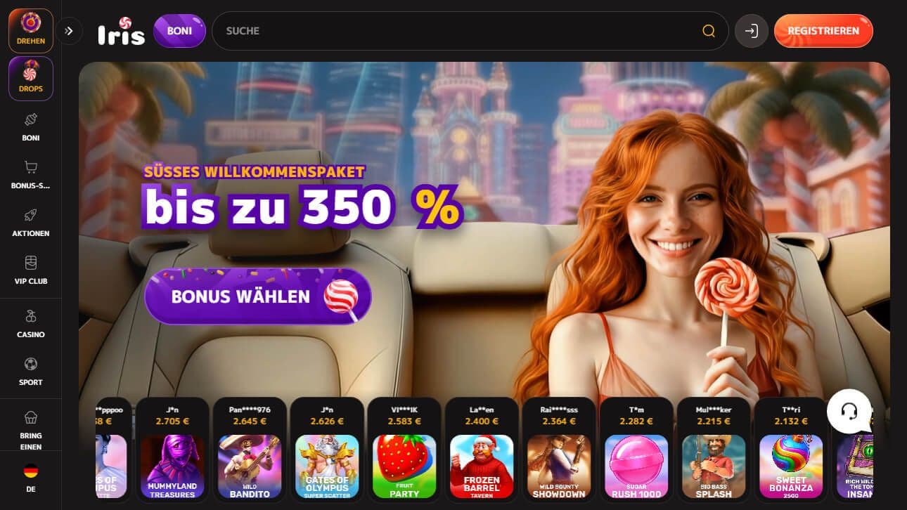 Iris Casino Homepage Desktop