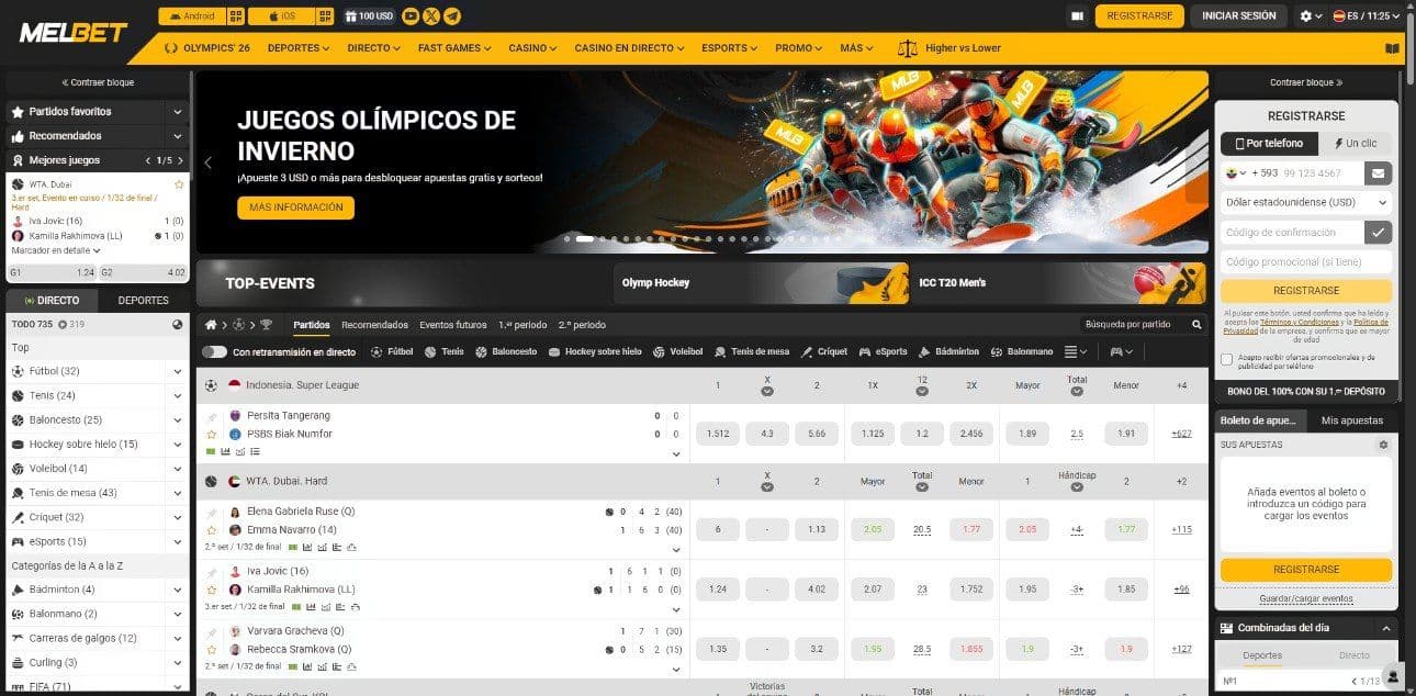 Lobby de inicio de melbet