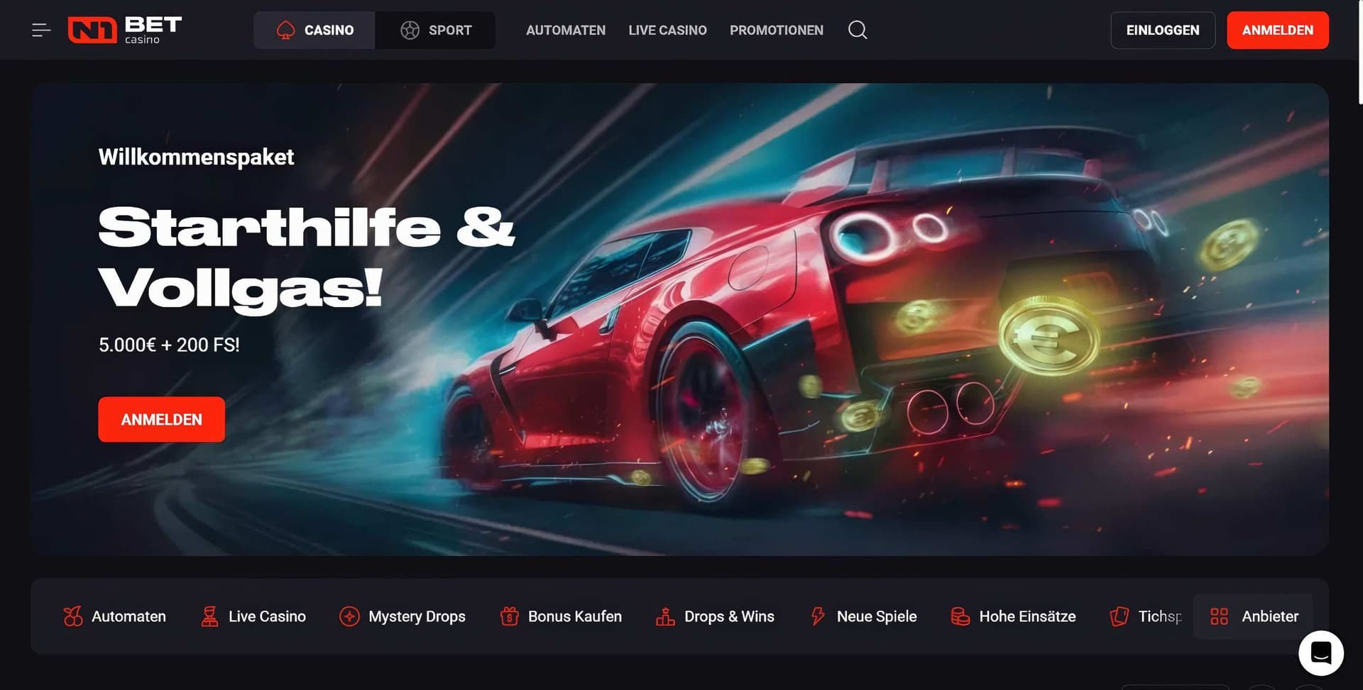 N1Bet Homepage Desktop