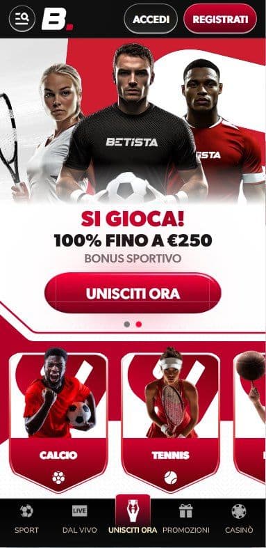 Betista Homepage Mobile