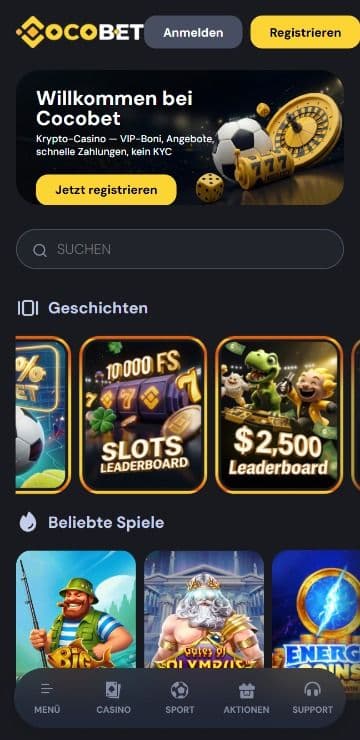 Cocobet Homepage Mobile