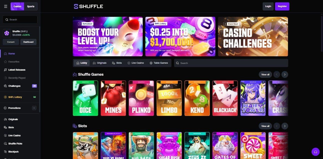 Lobby de inicio de shuffle